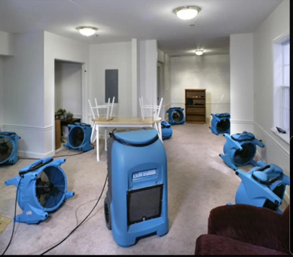Air movers and dehumidifier setup for Water Extraction & Removal in Solebury